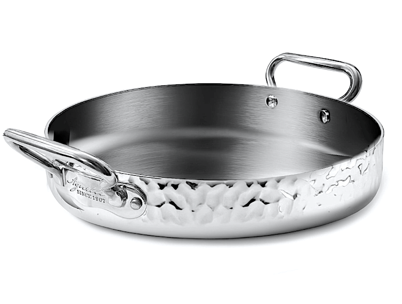 Aluinox 1907 3ply Tegame Cm.24 H.6,3 Martellato 2 Manici