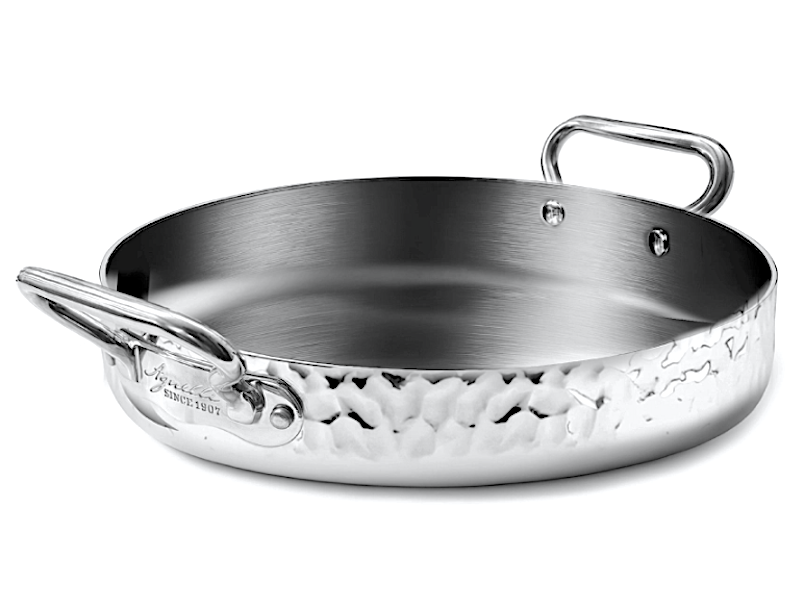 Aluinox 1907 3ply Tegame Cm.28 H.6,3 Martellato 2 Manici