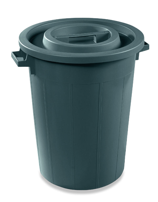 Bidone Lt.50 Con Coperchio Nero