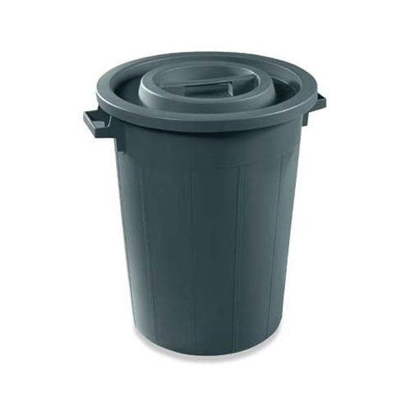 Bidone Con Coperchio  Lt.120 Nero Plastime