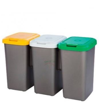 Trio Pattumiera Raccolta Differenziata Tre Colori