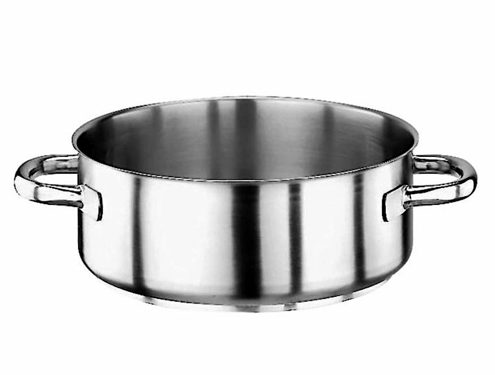 Serie 1000 Casseruola Bassa Cm.40 H.14,5 Lt.18 Acciaio Inox 2 Maniglie