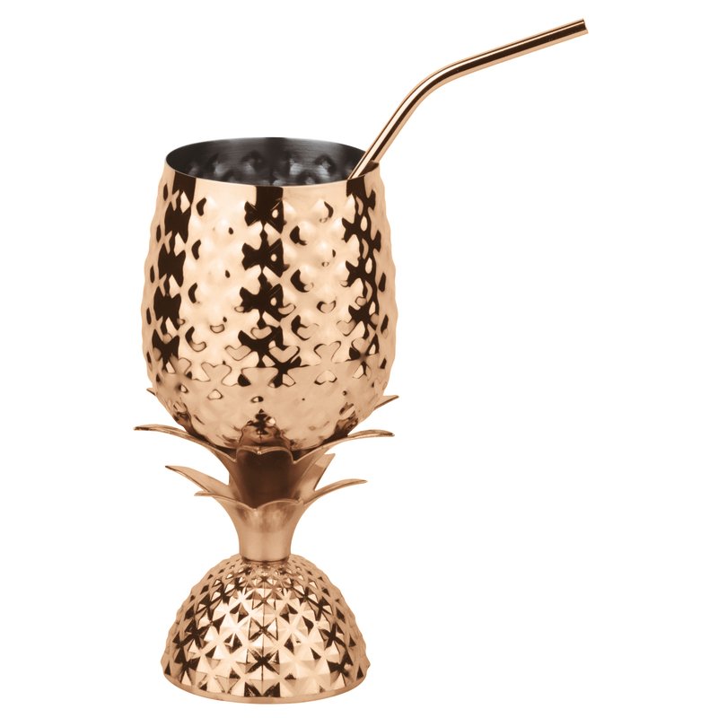 Coppa Ananas Con Cannuccia Ml.500 Inox Rame