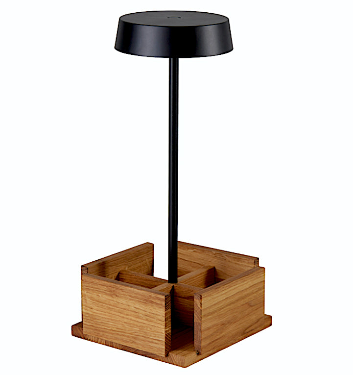 Bellagio Set Menage Rovere Massello Con Lamapda Led Magnetica Nera Ric