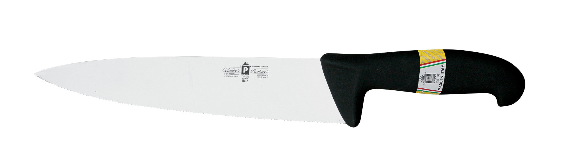 Manico Nylon Coltello Cucina Lama Inox Seghettata Cm 18