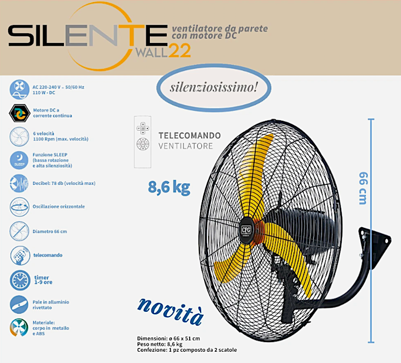 Silente Wall 26 Ventilatore A Parete Cm.66