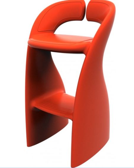 Hippy Sgabello Cm.60x51x107h Rosso Fragola Modum