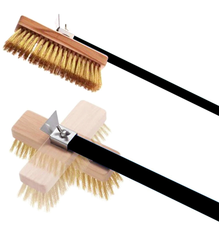Spazzola Orientabile Cm.20x6,6 Setole Ottone Con Raschietto E Manico N