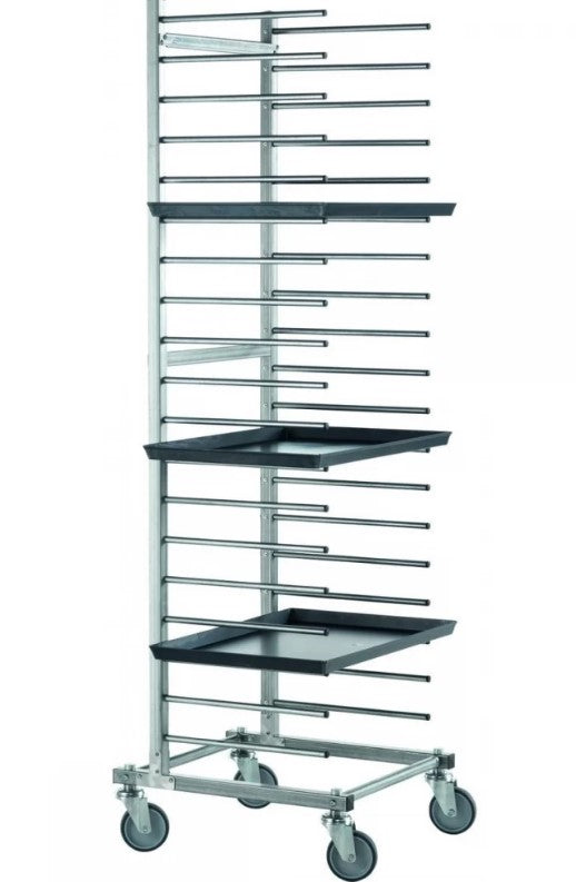Carrello Inox Portateglie 20 Posti 60x40 Distanza Piani Cm.8 Carico Ma