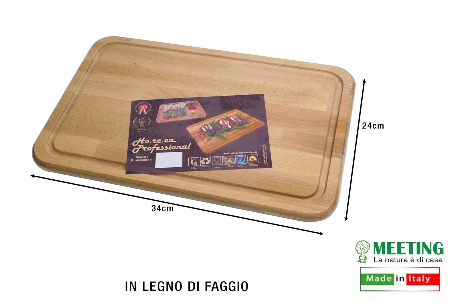 Professional Tagliere In Faggio Cm.34x24x2