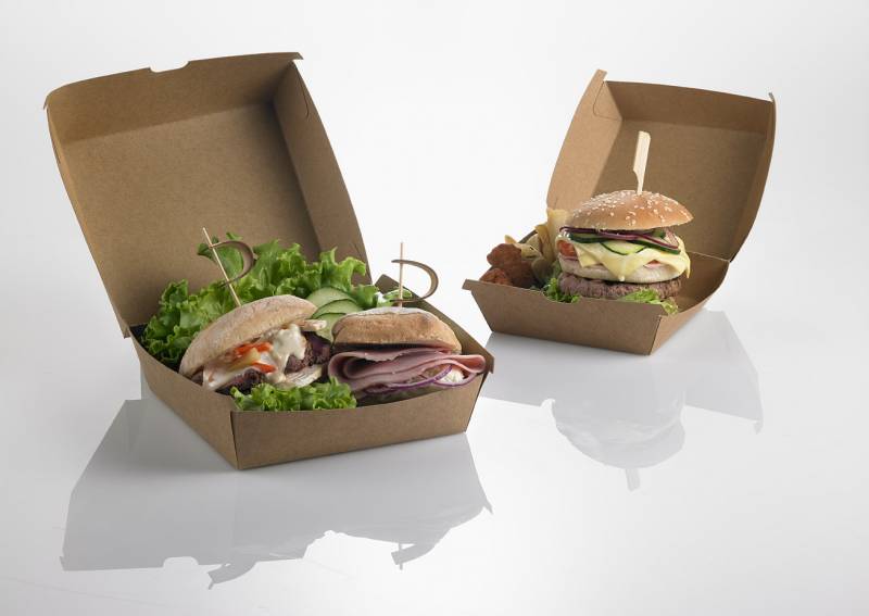 Kraft Confezione 50 Box Hamburger Cm.16x16x9h Avana