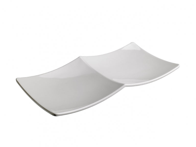 Piatto Quadro 2 Scomparti Cm.29x14,5 H.3 Bianco In Melamina