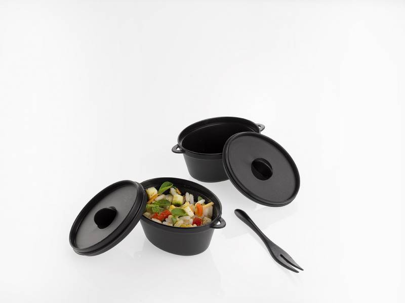 @conf.20 Krystal Party Casseruola Nera C/coperchio Cm.9x6x4,5h.