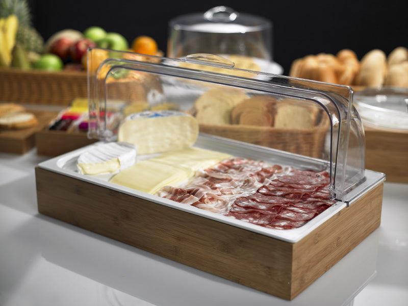 Set 5 Pz Espositore Buffet Vassoio+coperchio Gn 1/1