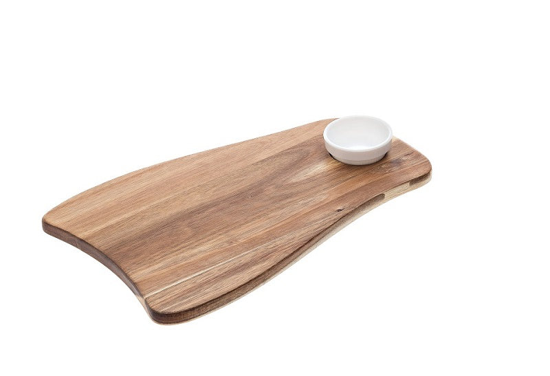 Tagliere Acacia Con Ciotola Cm.39,4x25x1,5h
