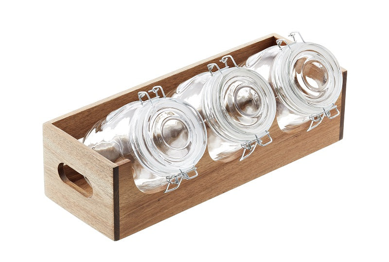 Acacia Portacereali Con Jars Lt.1 Cm.40x14,5x11