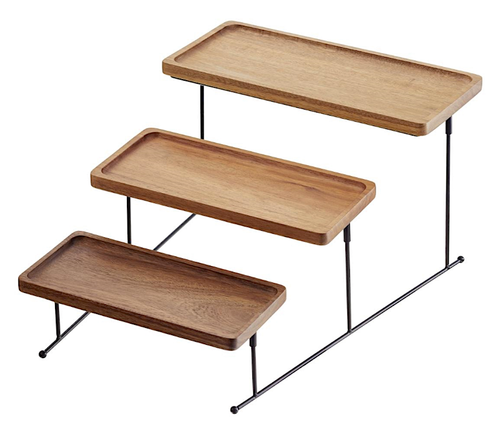 Wood Set Alzata 3 Ripiani Acacia Cm.35x42x23h