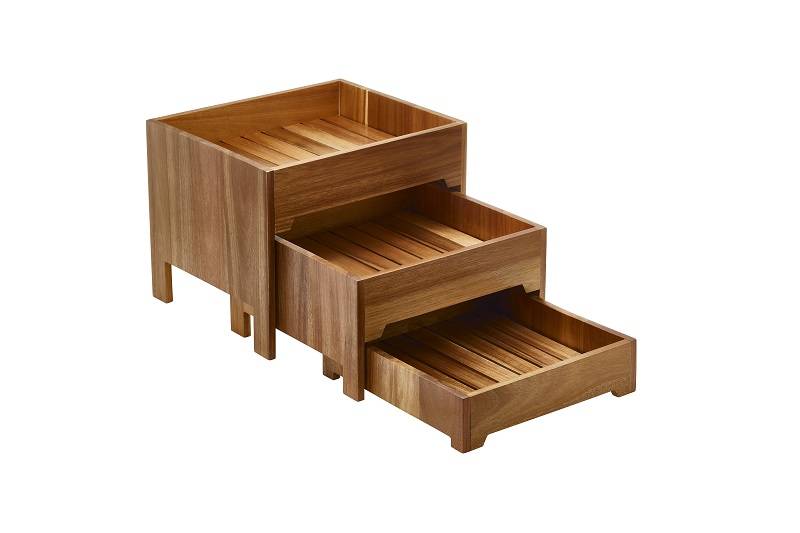 Set Buffet Acacia 3 Cassetti Sovrapponibili Cm.43x35,5x33