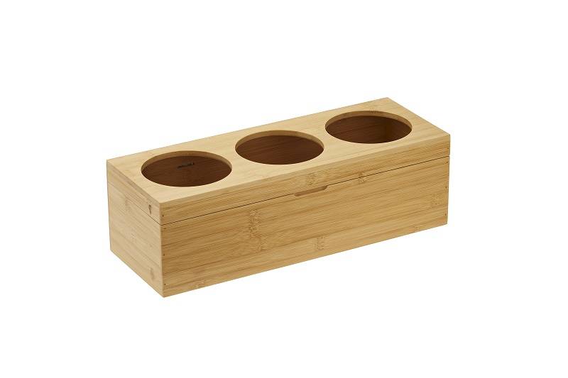 Porta Bottiglie Bamboo 3 Fori Cm.42x15,5x13h