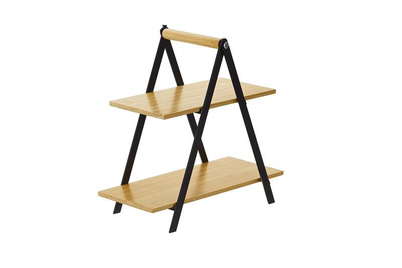 Alzatina Bamboo/metallo Cm.34x17x33h