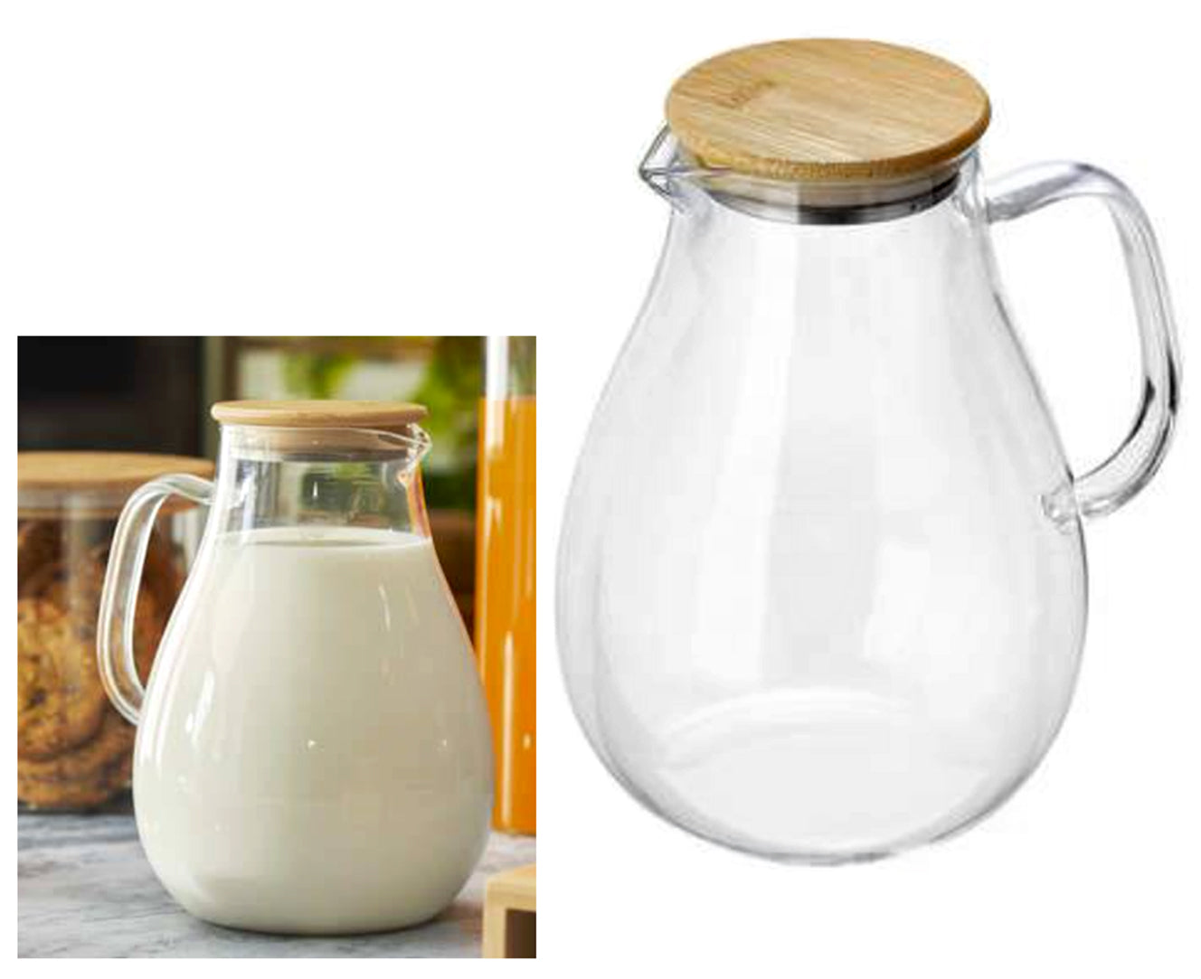 Caraffa In Vetro Lt.1,7 Con Coperchio Inbamboo