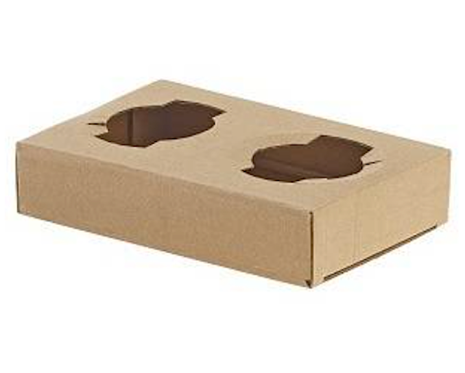 Cf 50 Portabicchiere 2 Posti Cm.17x11,5x3,5h Cartoncino Kraft