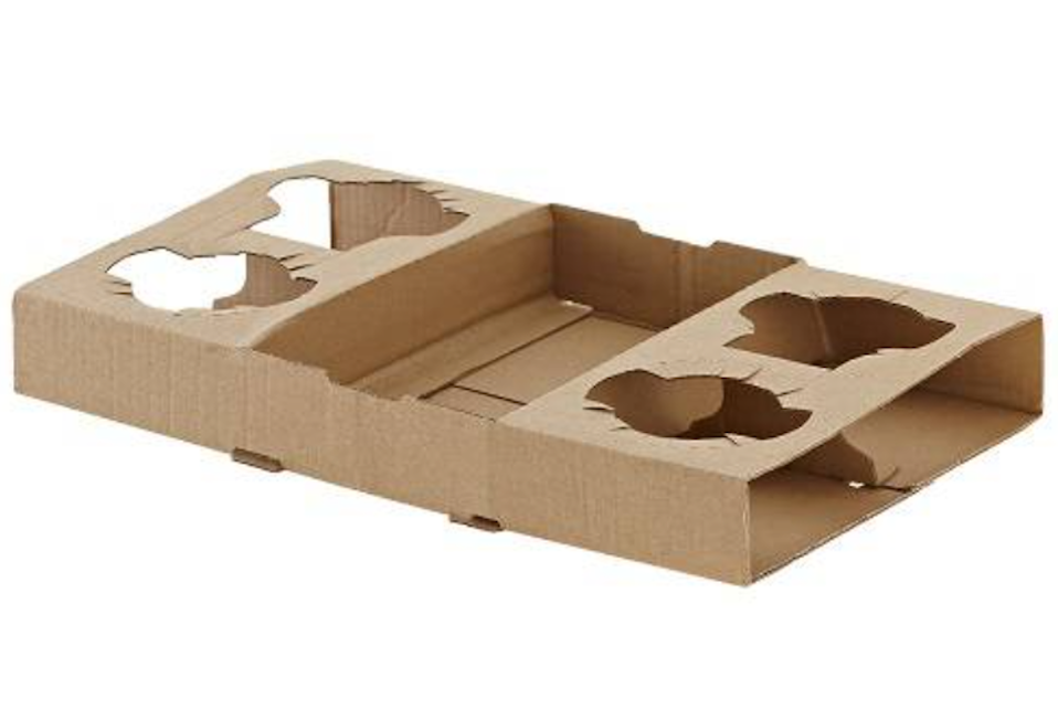 Cf 50 Portabicchiere 4 Posti Cm.29x17,5x3,5 Cartoncino Kraft