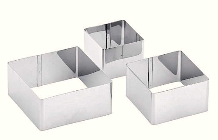 Set 3 Coppapasta Quadrato Cm.6/8/10,5x4,5h Acciaio Inox