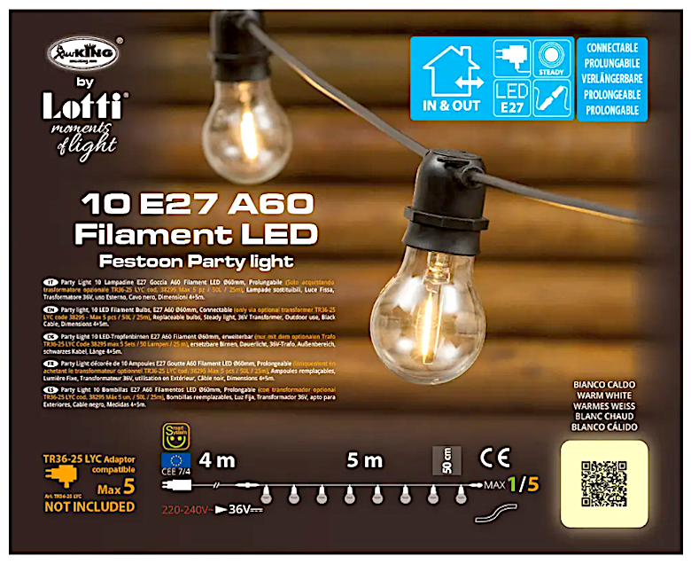 Catena Luminosa 10 Lampade Mt.5 38257
