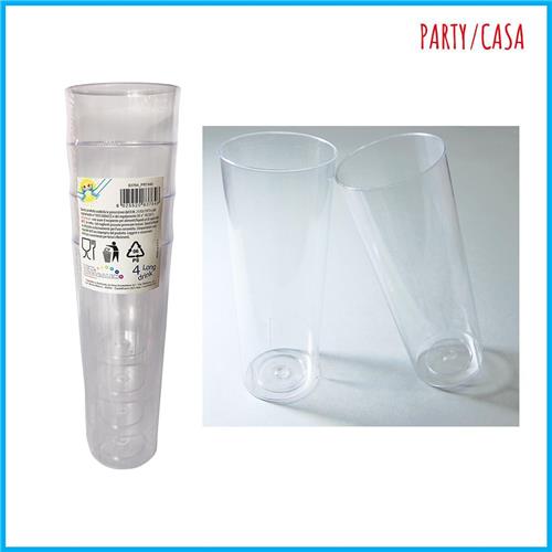 Confezione 4 Bicchieri Long Drink Trasparente