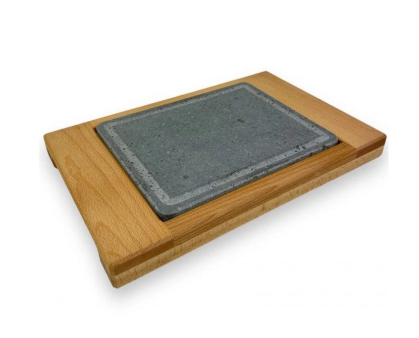 Piastra Pietra Lavica Cm.20x25 Con Supporto Faggio Massello Cm.40x29x3