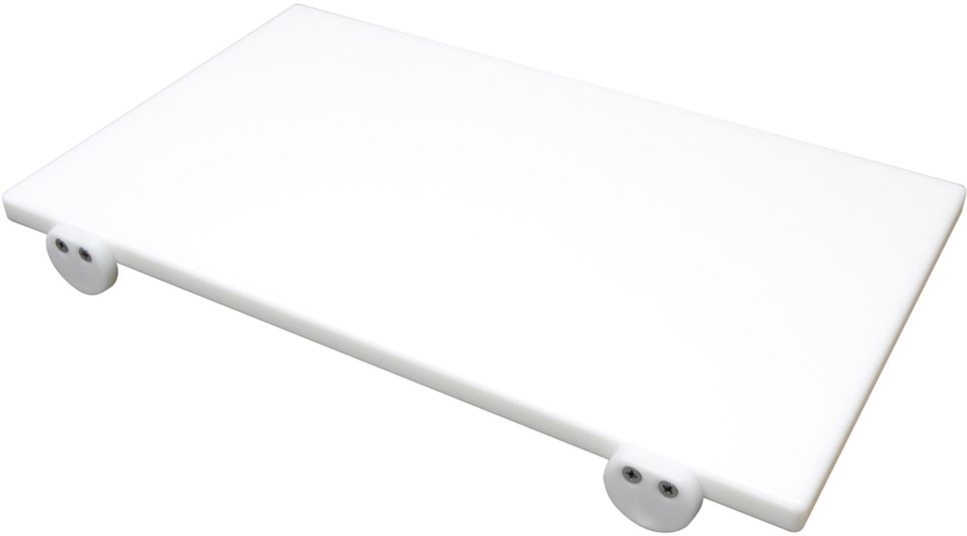 Tagliere Polietilene Cm.40x30x2 Con 2 Fermi Applicati Bianco