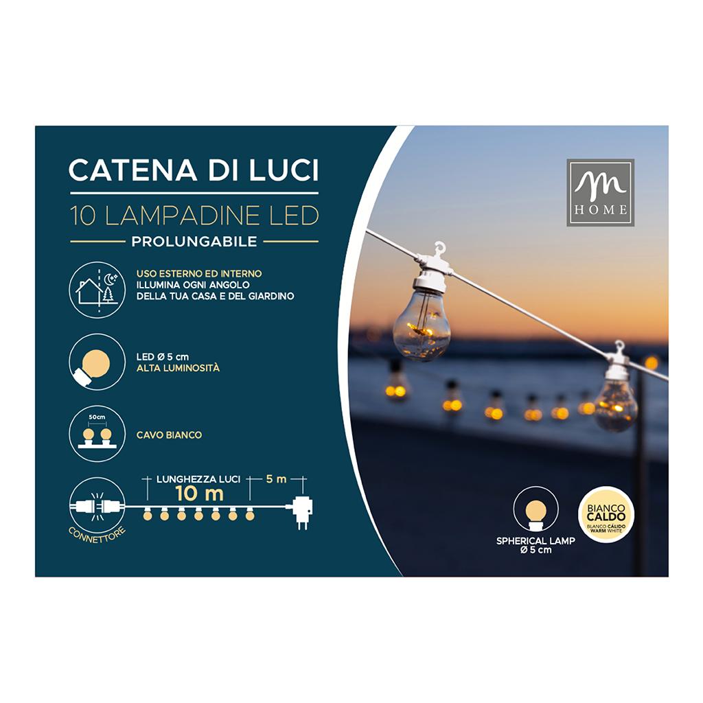 Serie Luminosa 10 Led Mt.10 Bianco Caldofilo Bianco