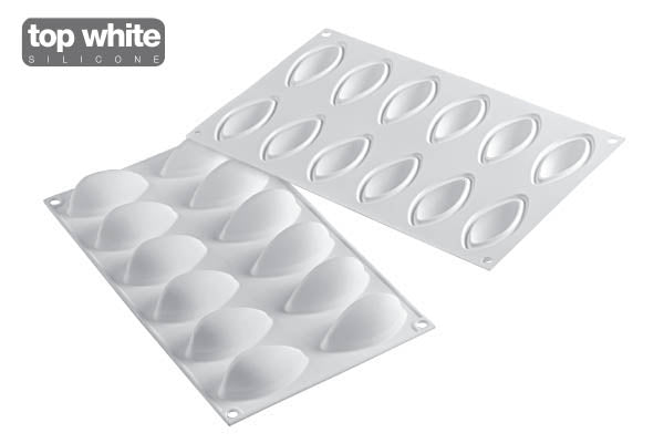 Quenelle 24-stampo Silicone 63x29 H28mm Bianco