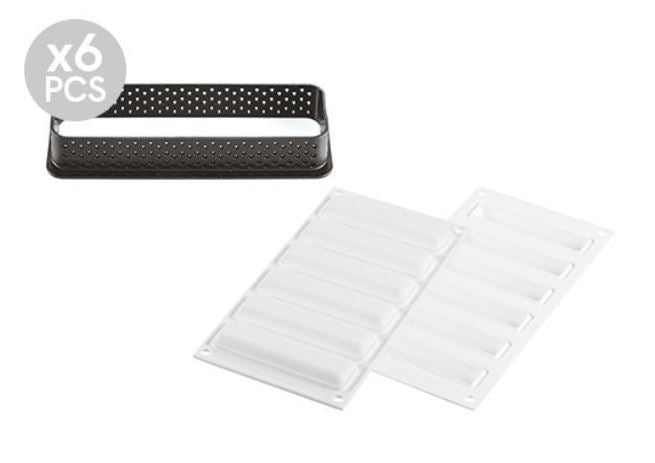 Kit Tarte Ring Rectangular 120x35 Mm-set Stampo In Silicone 107x23