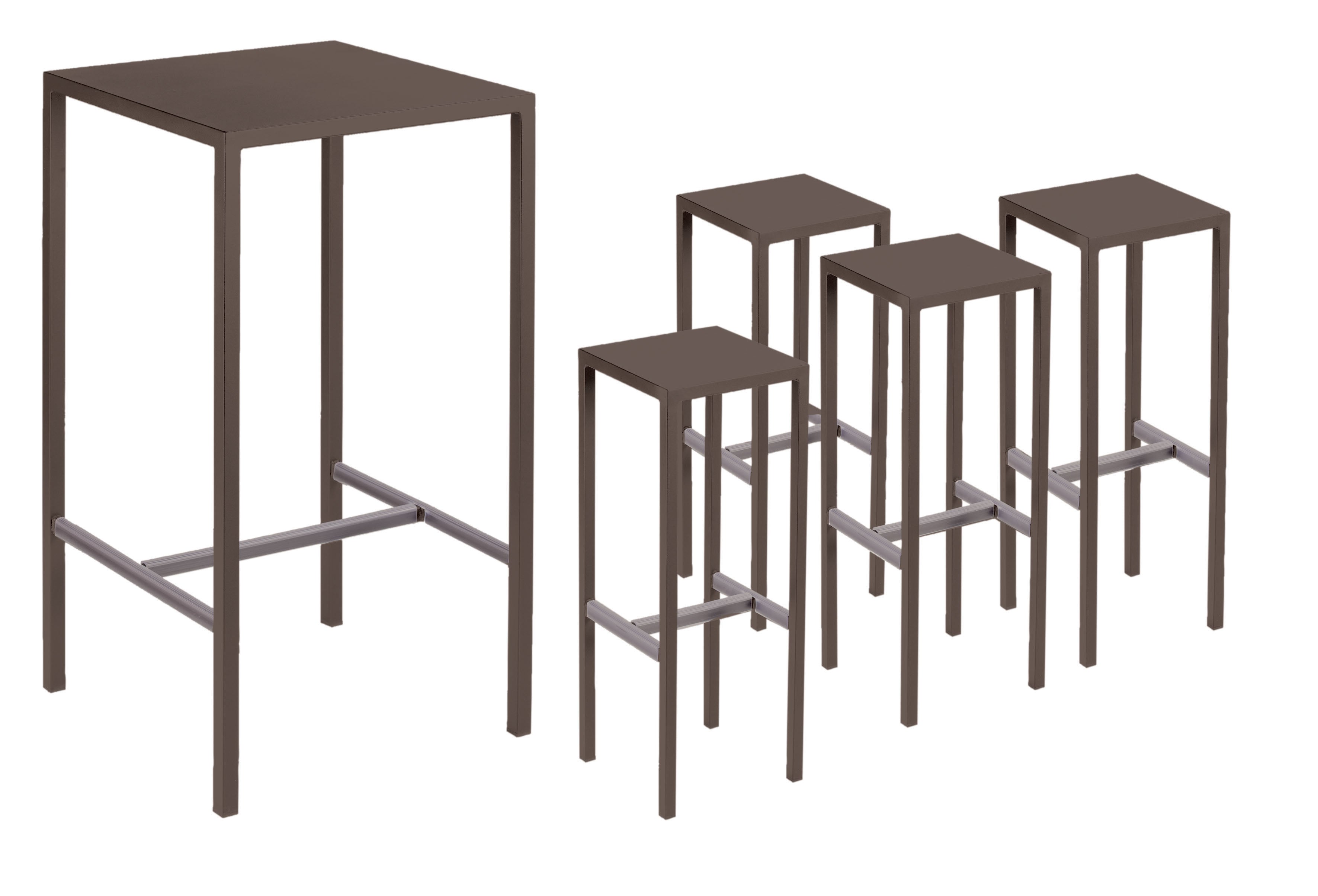 Seaside Kit Tavolo 75x75h.110 Con 4     Sgabelli Bronzo