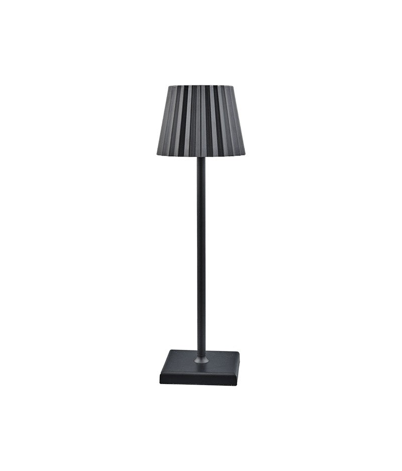 Plisse Lampada Tavolo Led Touch Nero Cm.15x15x41h