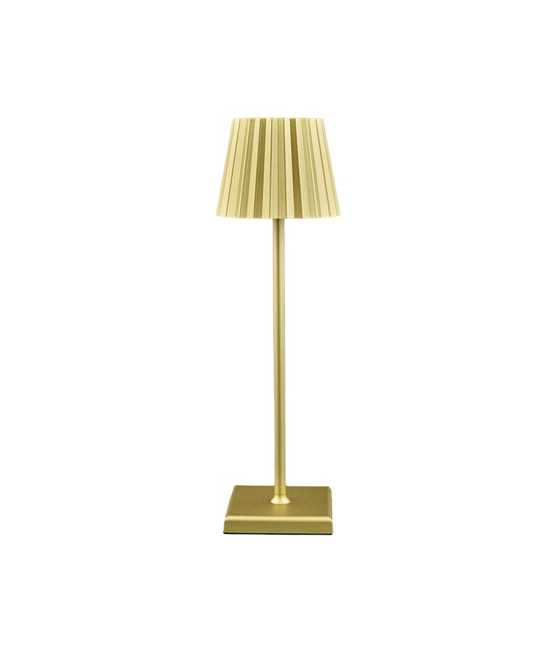 Plisse Lampada Tavolo Led Touch Oro Cm.15x15x41h