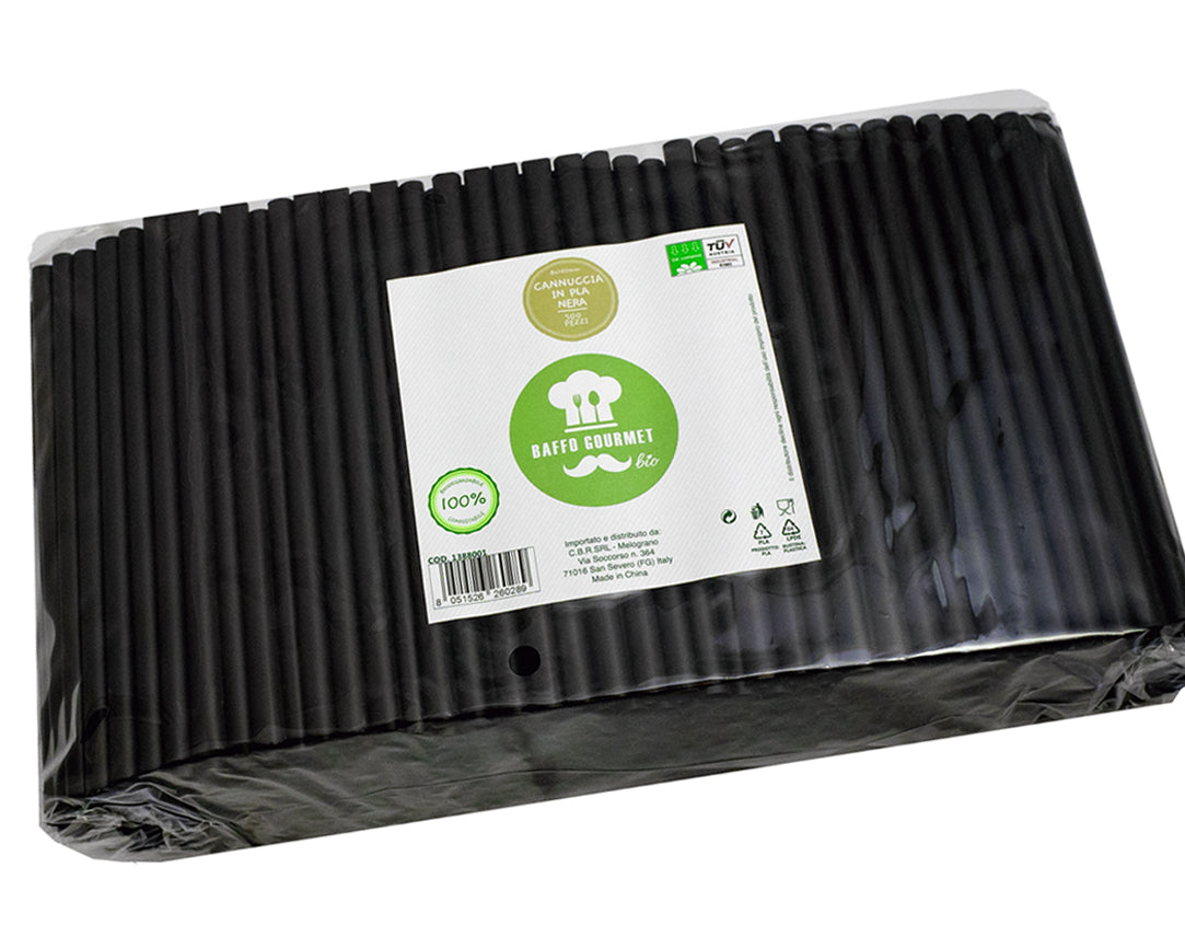Cf.500 Cannucce Cocktail Nere Plastica  Cm.16