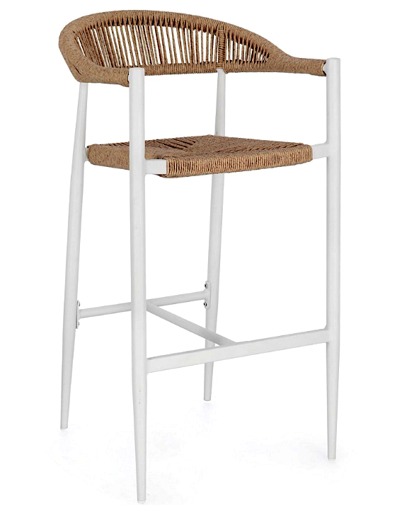 Jandia Sgabello Bar Bianco/naturale H.73cm 0665022