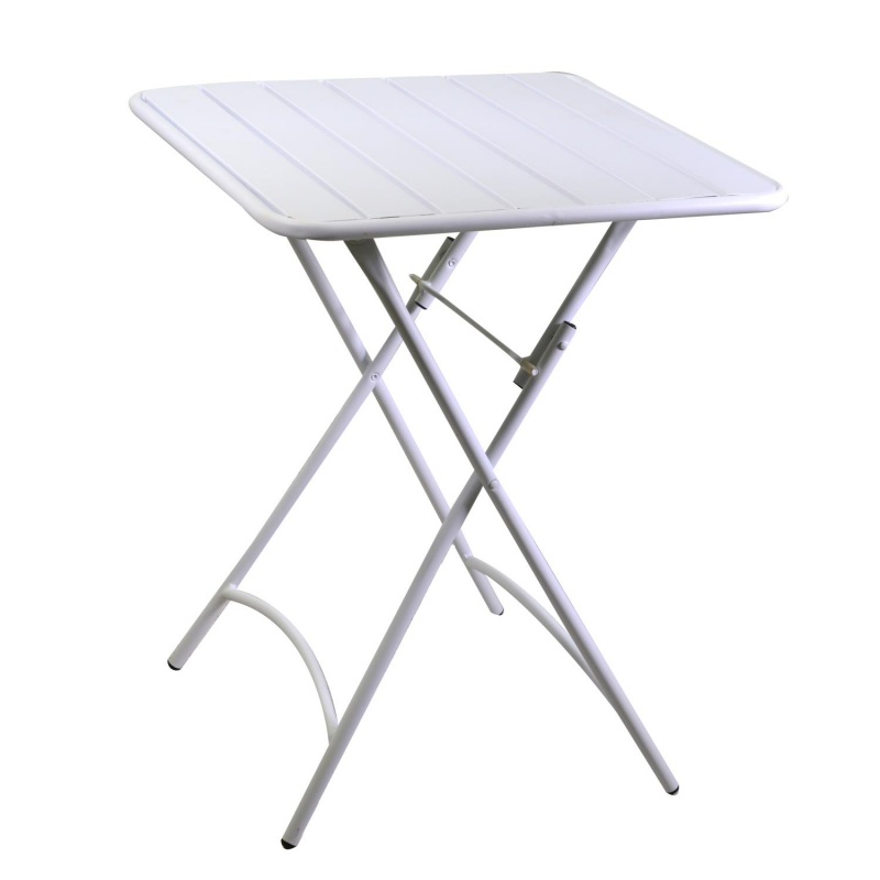 Rovigo Tavolo Pieghevole Cm.80x80h72 Metallo Bianco