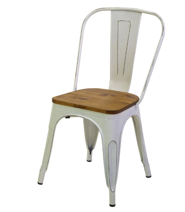 Bristol Sedia Bianco Con Seduta Legno