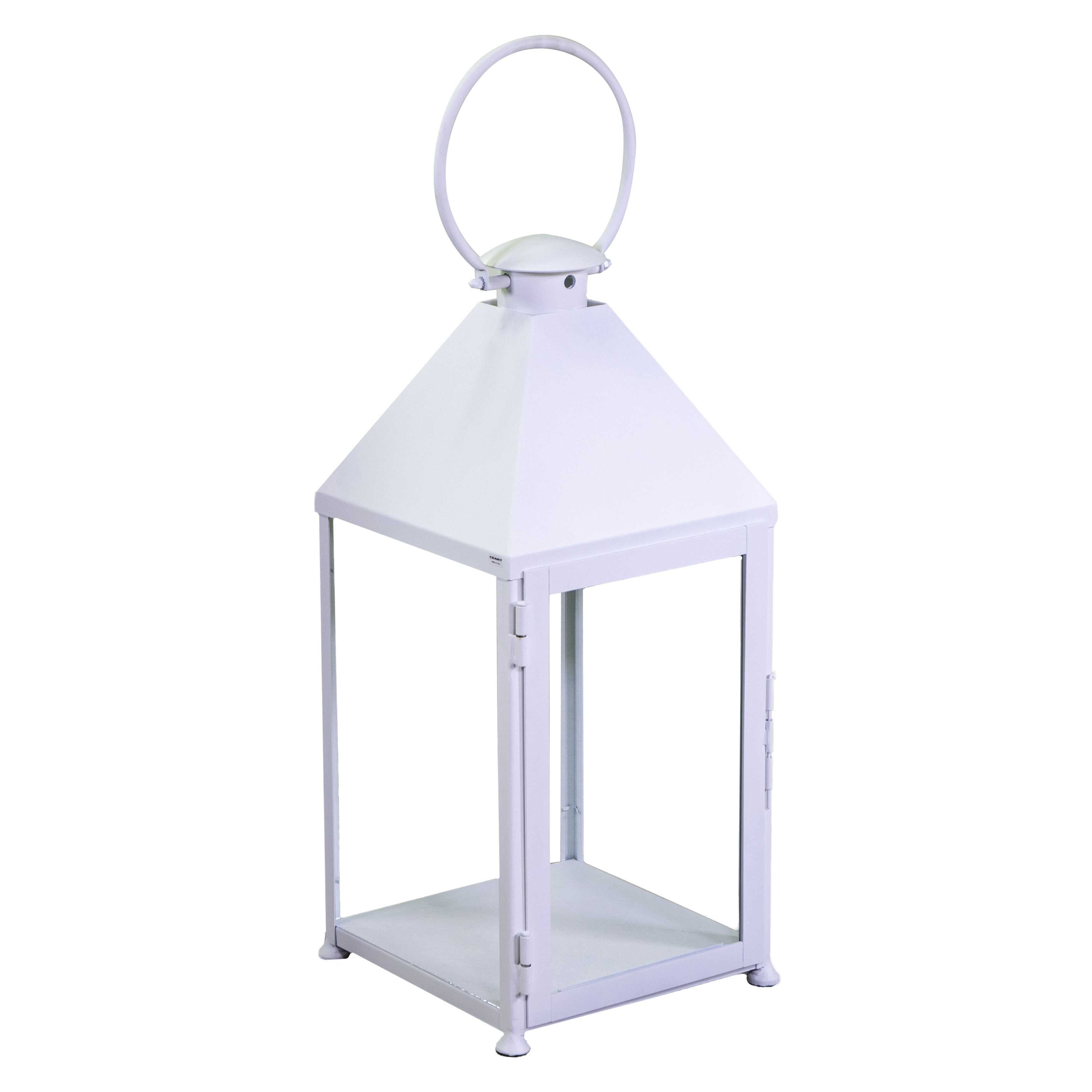 Lanterna In Metallo Bianco Cm.30x30xh.70