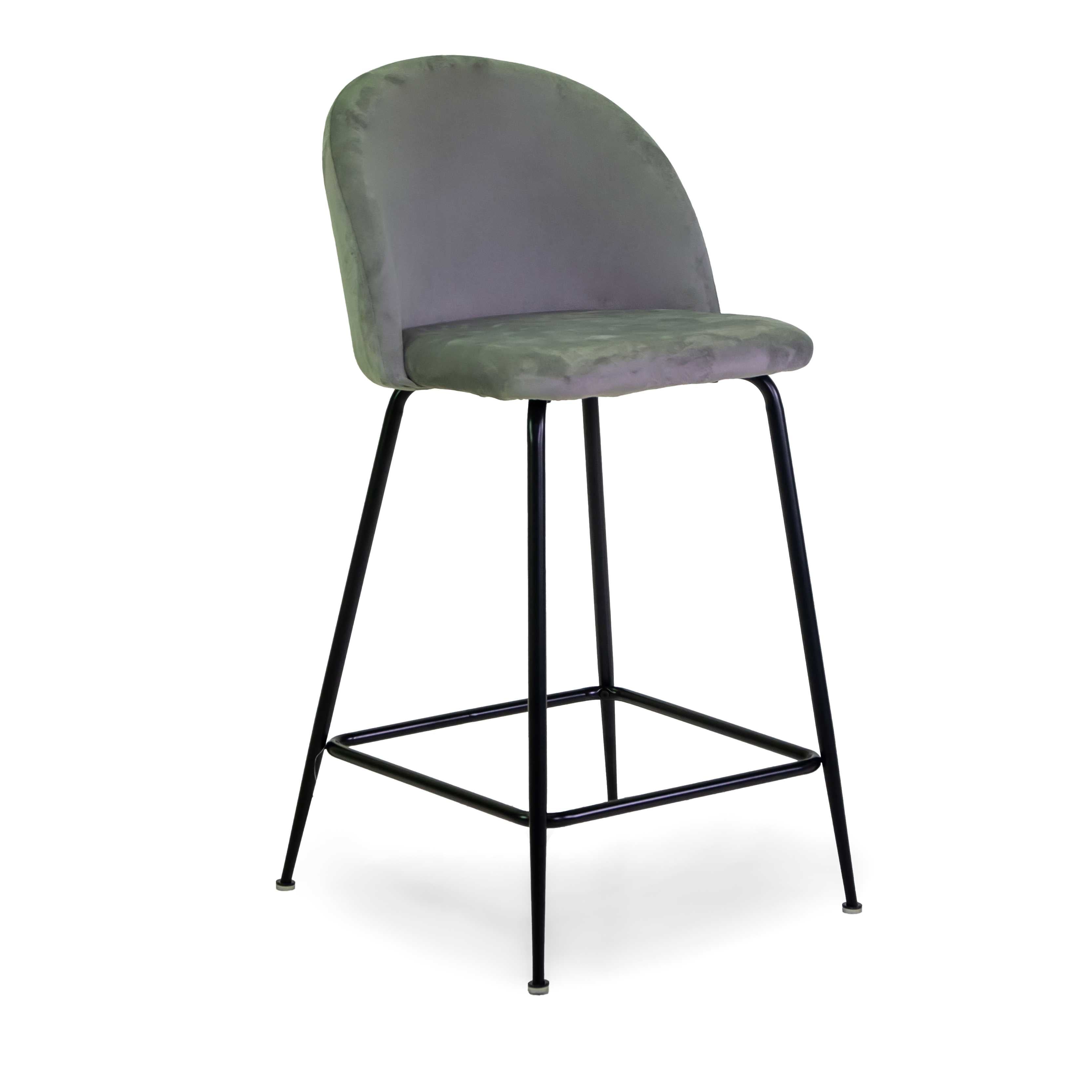 Sammi Sgabello Velluto Grigio Gambe Nere Cm.44x48x91