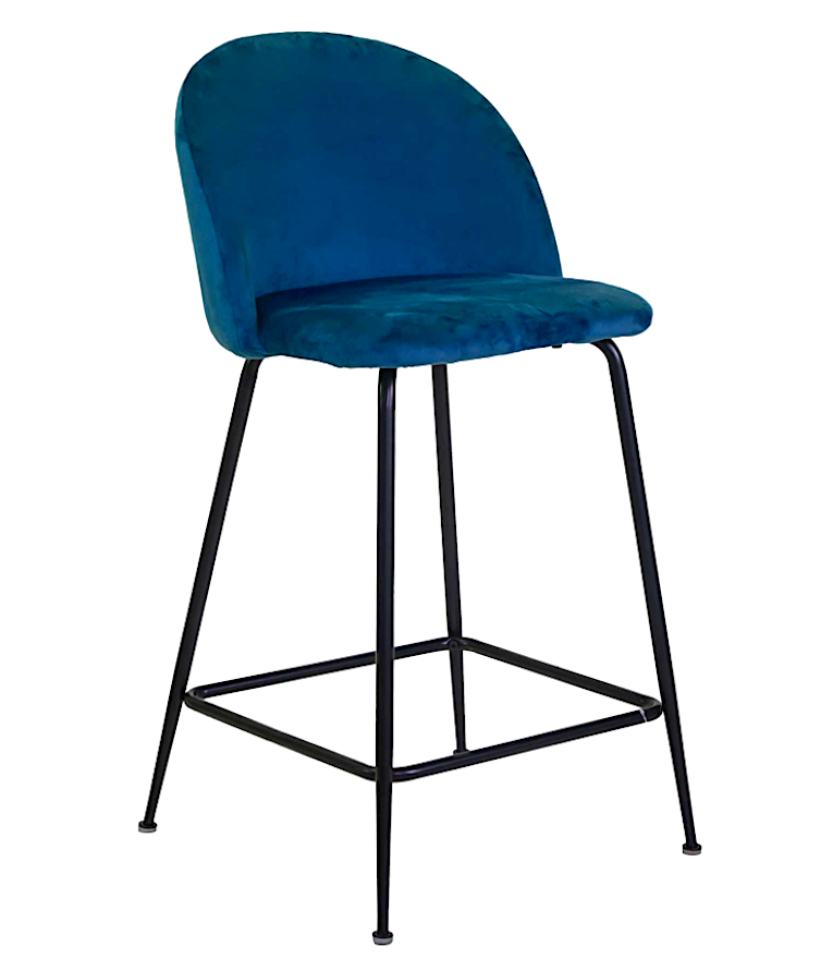 Sammi Sgabello Velluto Blu Struttura Nero