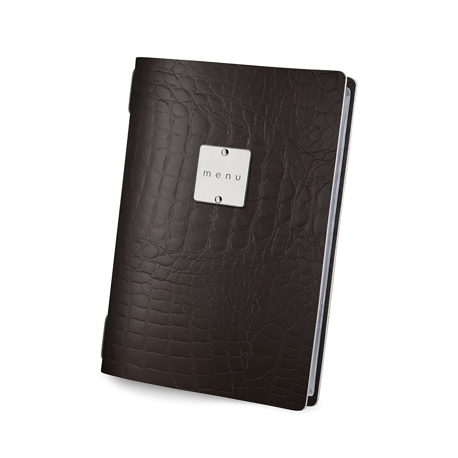 Portamenu Golfo 4 Buste Etichetta Lucida Elastico Fashion Marrone Cocc