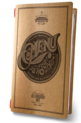 Portamenu Mod.Custom 4re Tattoo Menu 2 Buste Elastico Eco Naturale Sp