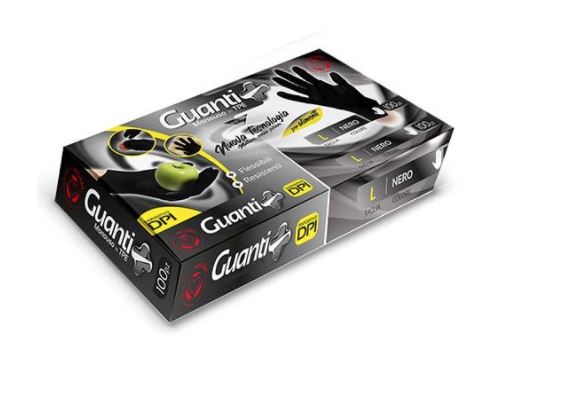 Cf 100 Guanti Tpe Neri Taglia L