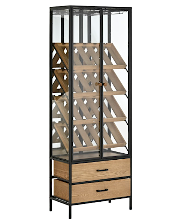 Vetrina Portabottiglie Cm.60x33x169h Metallo/legno Mb215976