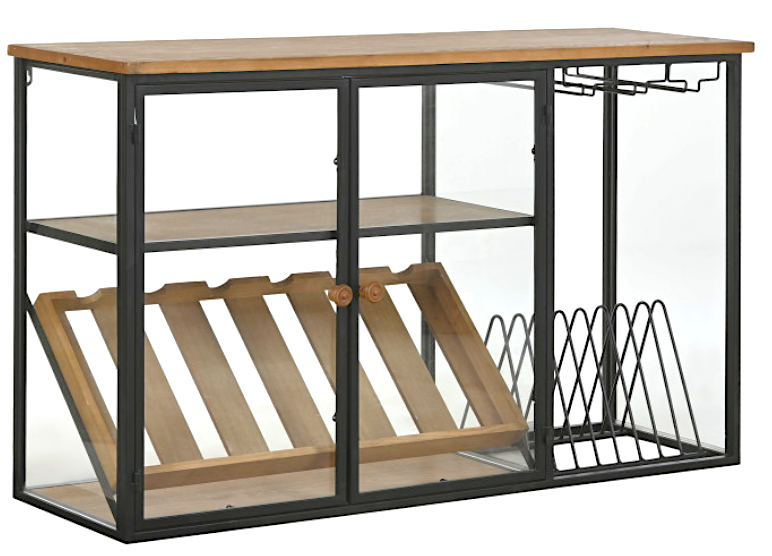 Vetrina Portabottiglie Cm.102x32x60h Metallo/legno Mb215977